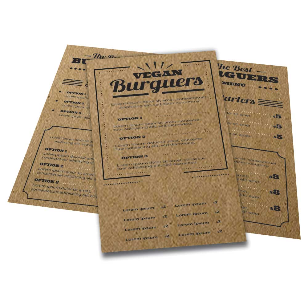 Cardápios Personalizados 4 Páginas Com Dobra Kraft 250g (300x210mm)