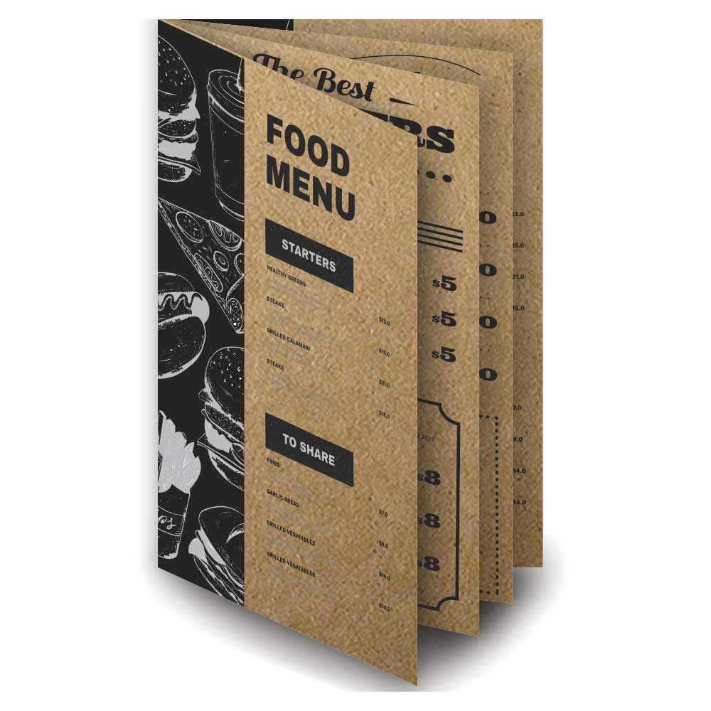 Cardápios Personalizados 8 Páginas Com Dobra Kraft 250g (480x330mm)