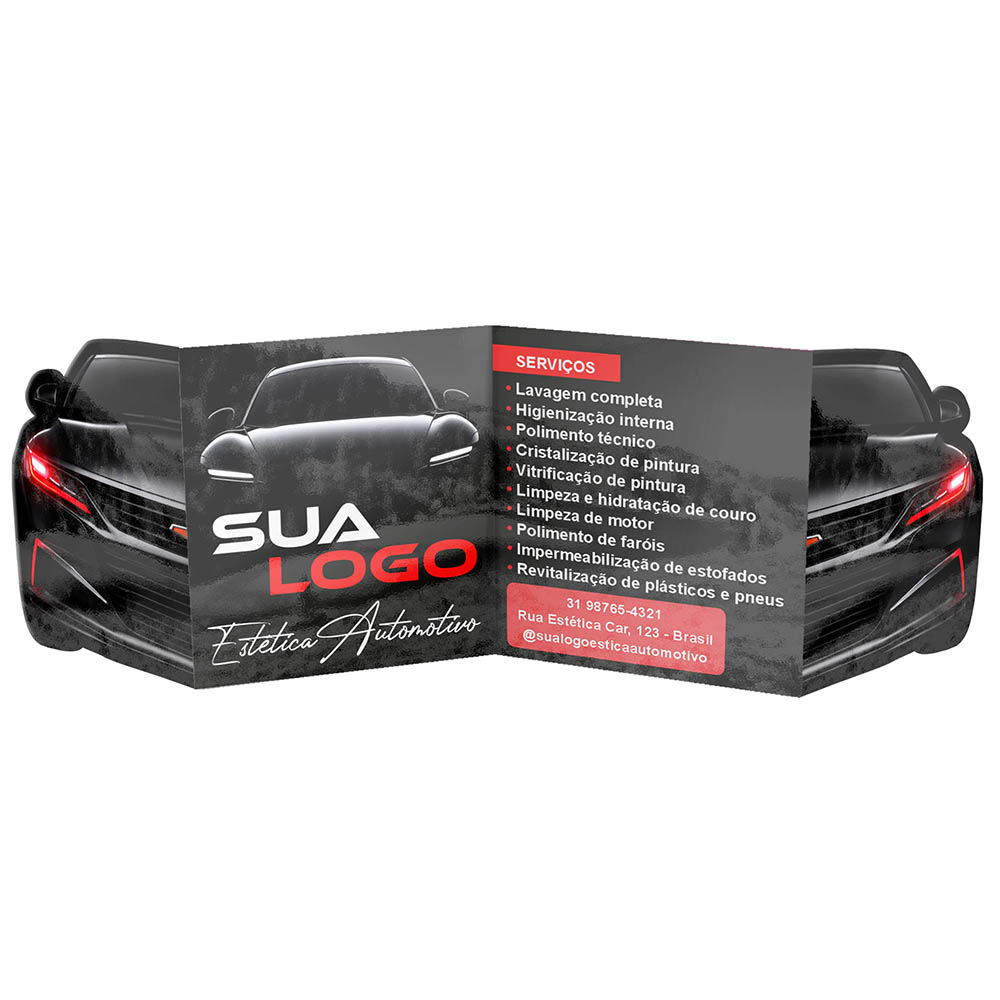 Cartão De Retrovisor Couchê 250g Verniz Uv Total Frente(182x51mm)