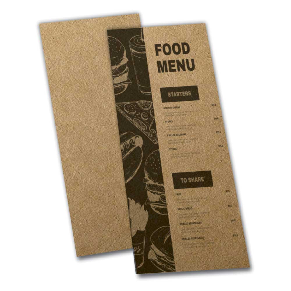 Cardápios Personalizados Simples Kraft 250g (105x300mm)