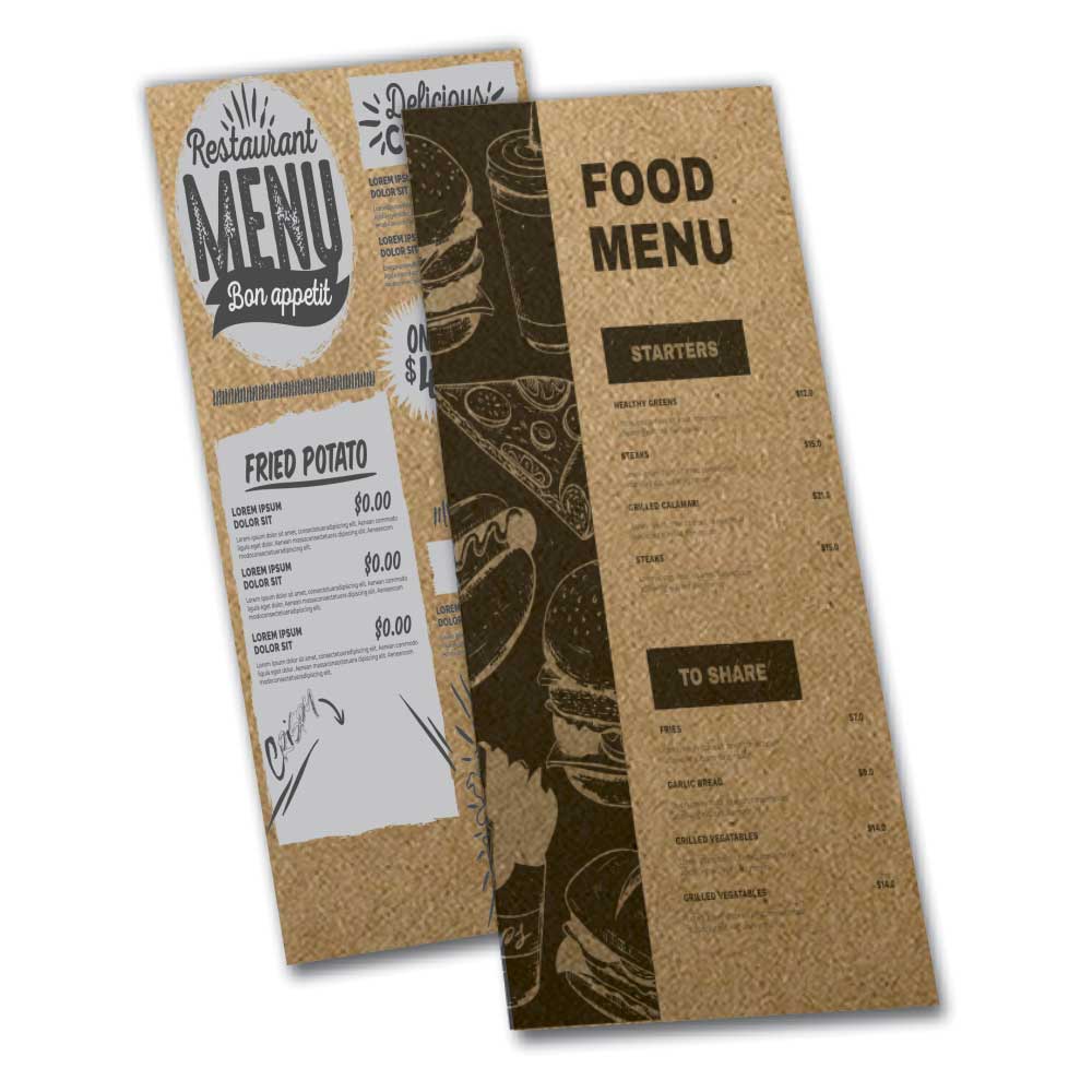 Cardápios Personalizados Simples Kraft 250g (105x300mm)