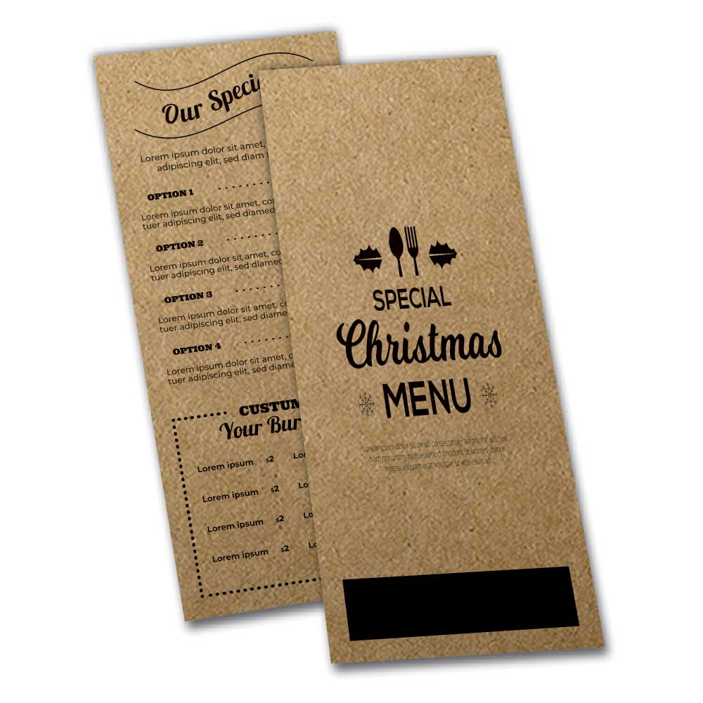 Cardápios Personalizados Simples Kraft 250g (105x300mm)