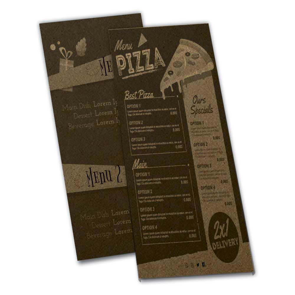 Cardápios Personalizados Simples Kraft 250g (105x300mm)