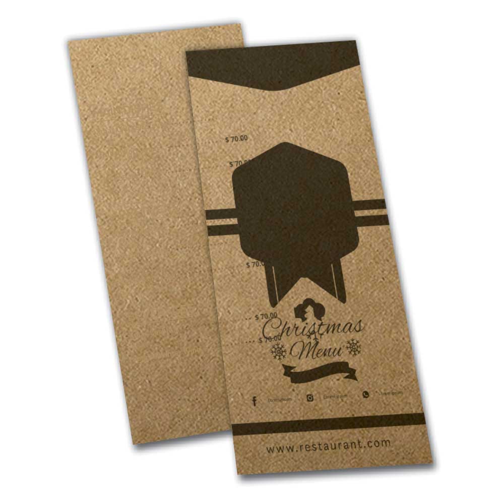 Cardápios Personalizados Simples Kraft 250g (105x300mm)