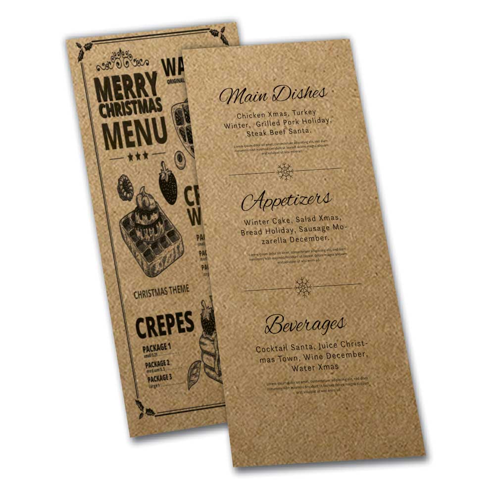 Cardápios Personalizados Simples Kraft 250g (105x300mm)