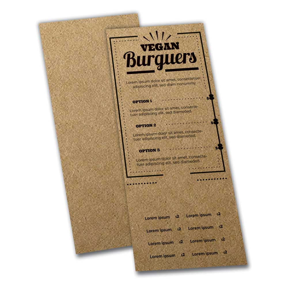 Cardápios Personalizados Simples Kraft 250g (105x300mm)