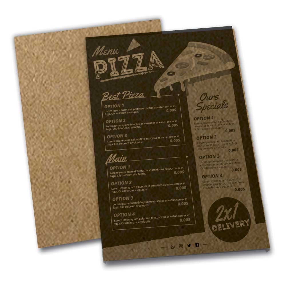 Cardápios Personalizados Simples Kraft 250g (300x420mm)