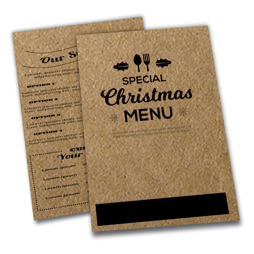 Cardápios Personalizados Simples Kraft 250g (300x420mm)