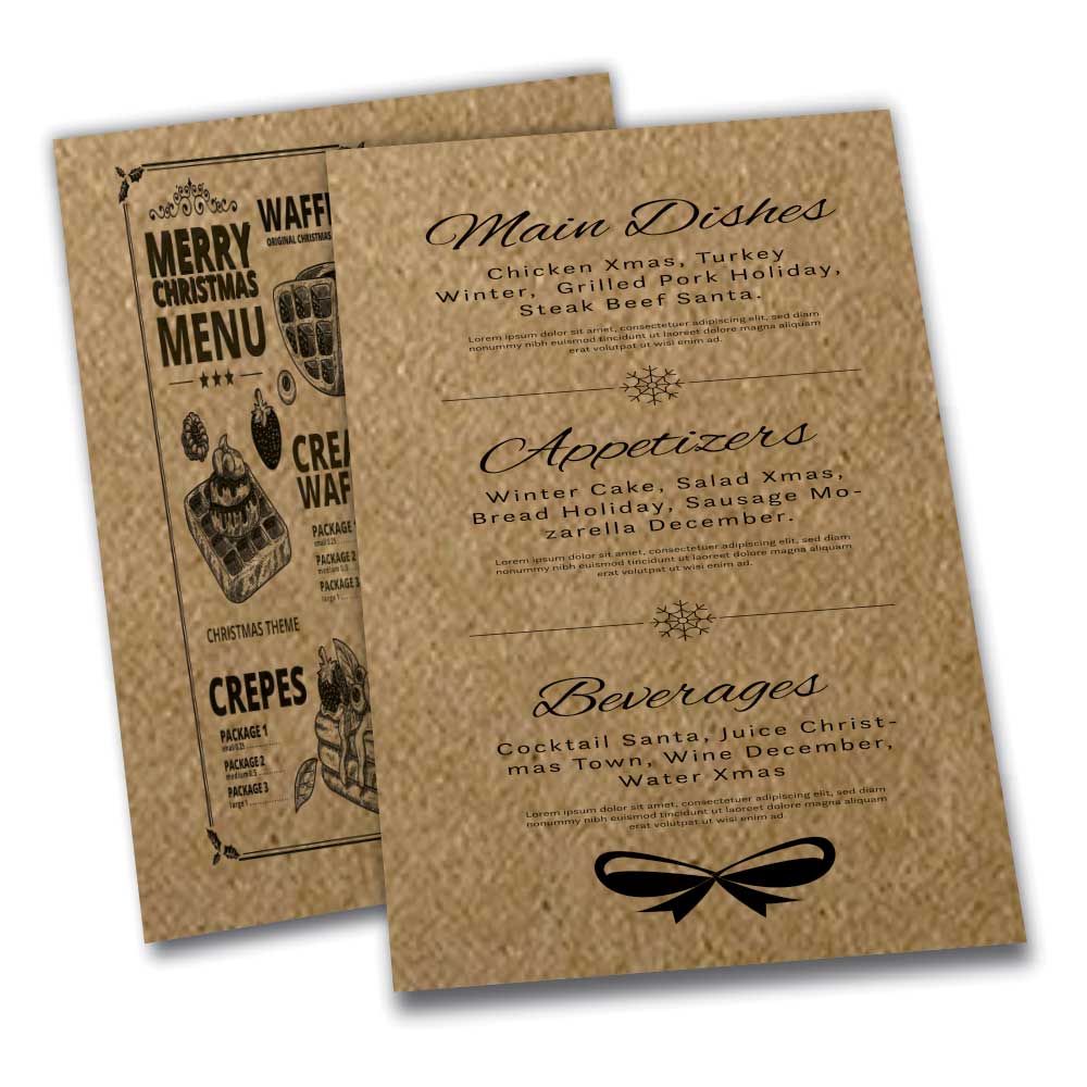 Cardápios Personalizados Simples Kraft 250g (300x420mm)