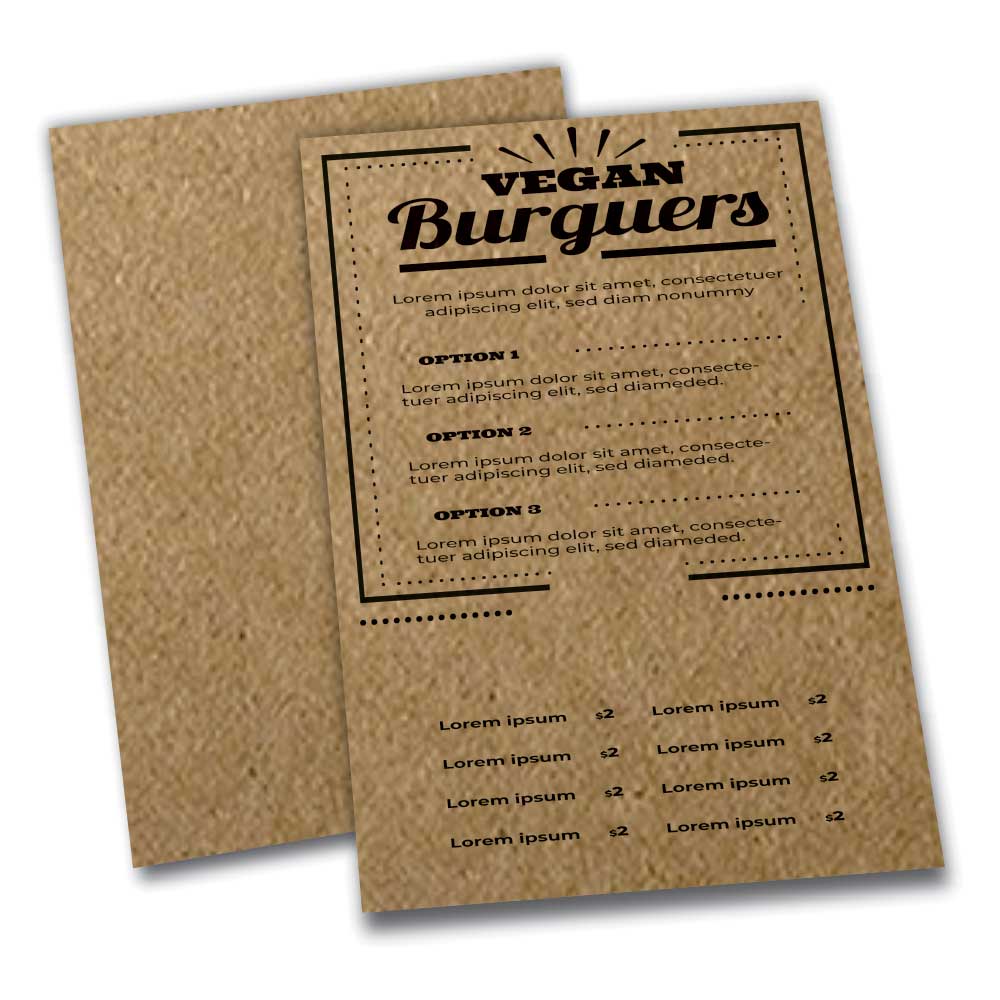 Cardápios Personalizados Simples Kraft 250g (300x420mm)