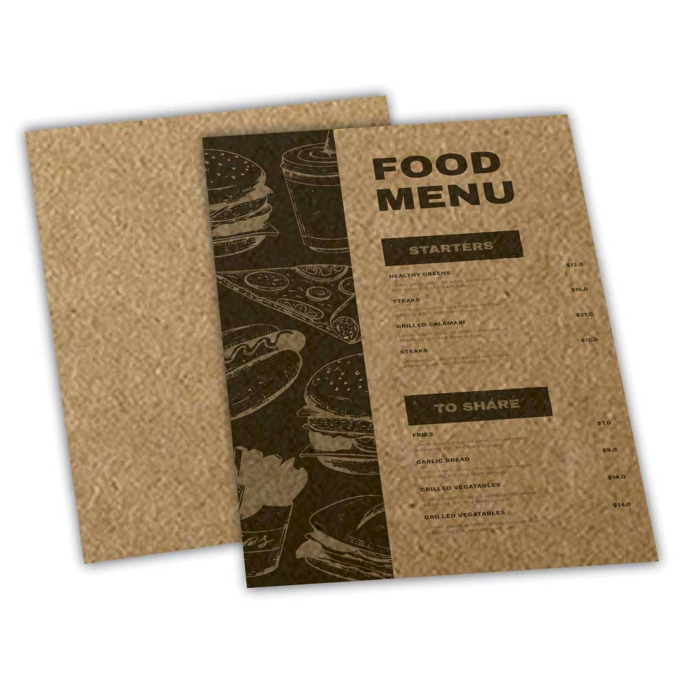 Cardápios Personalizados Simples Kraft 250g (210x300mm)