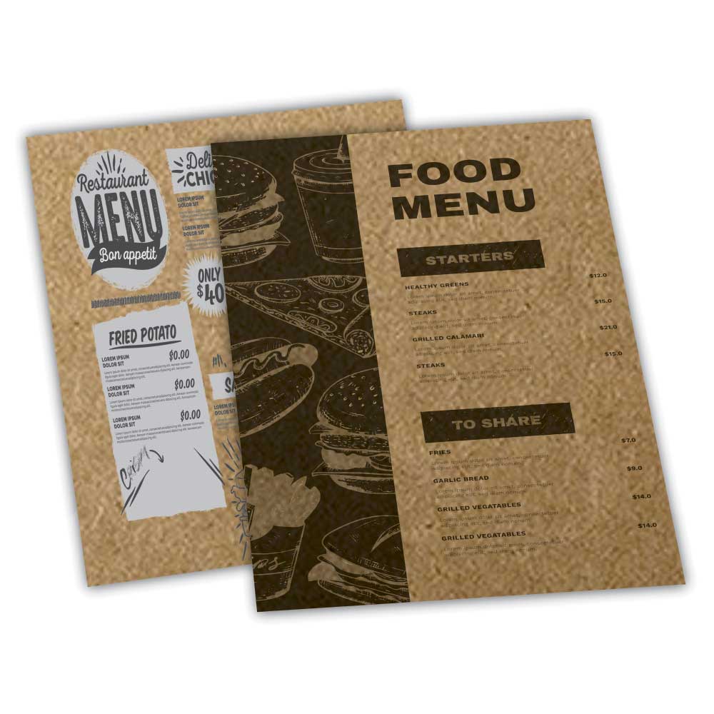 Cardápios Personalizados Simples Kraft 250g (210x300mm)