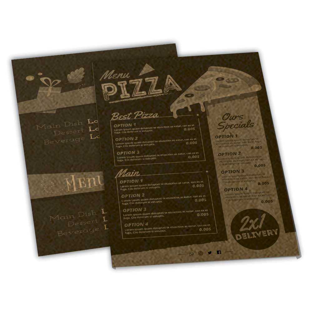 Cardápios Personalizados Simples Kraft 250g (210x300mm)