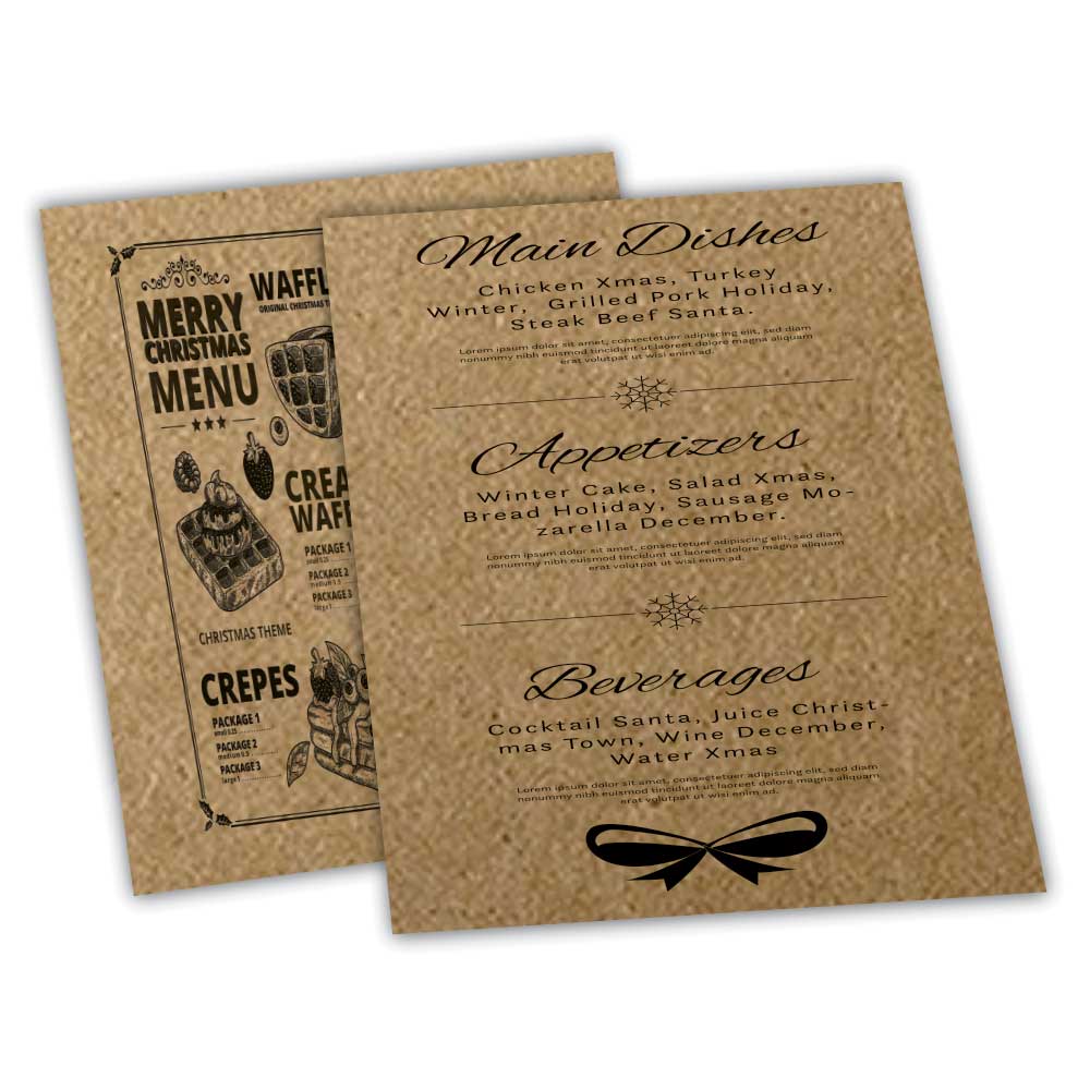 Cardápios Personalizados Simples Kraft 250g (210x300mm)