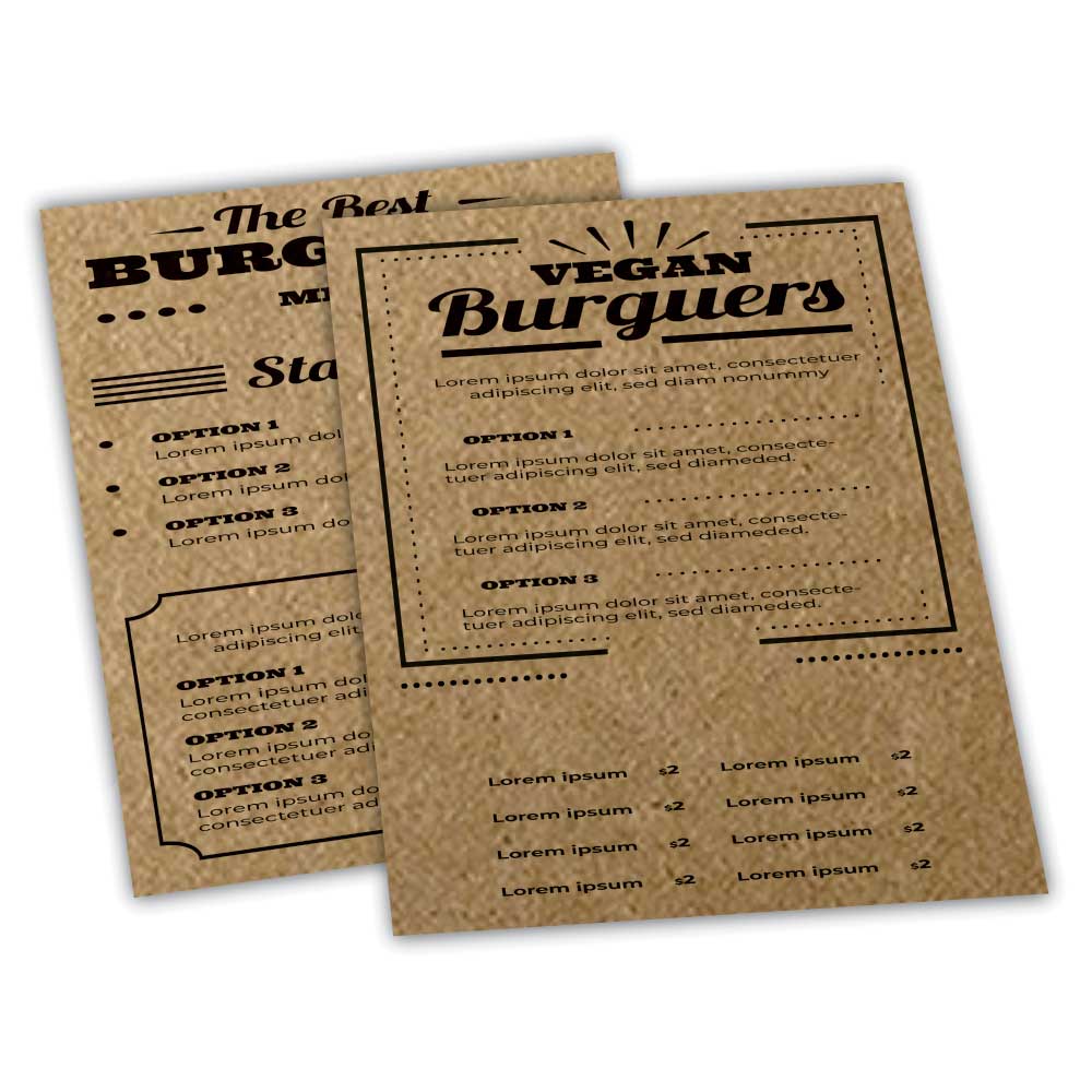 Cardápios Personalizados Simples Kraft 250g (210x300mm)