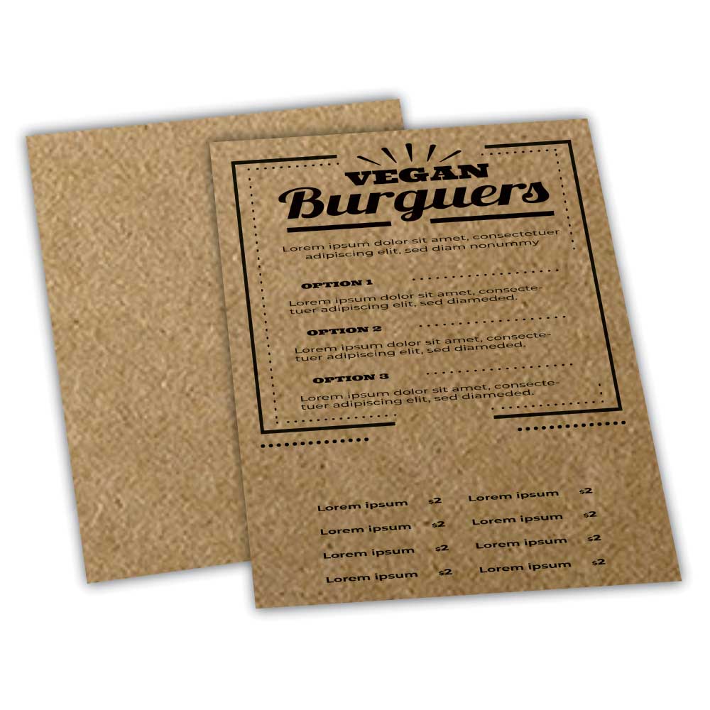 Cardápios Personalizados Simples Kraft 250g (210x300mm)