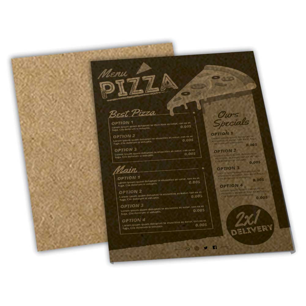 Cardápios Personalizados Simples Kraft 250g (150x210mm)