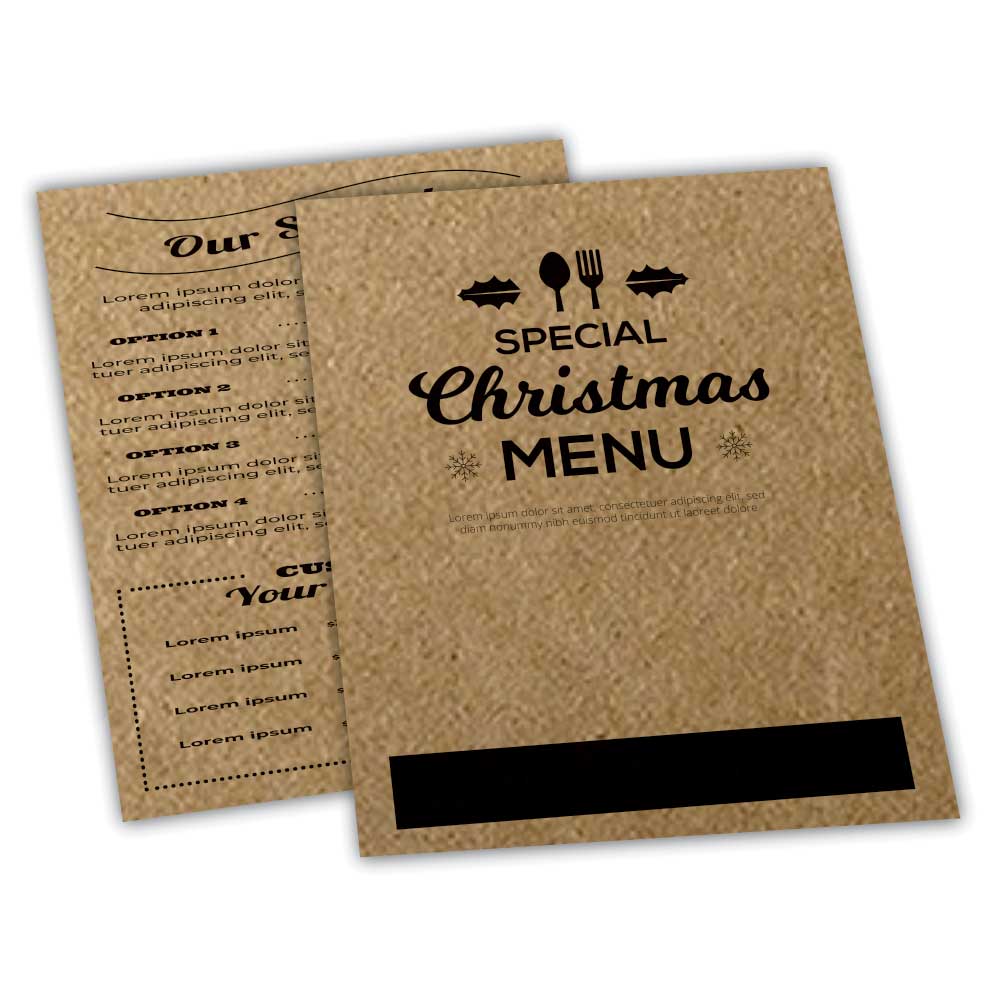 Cardápios Personalizados Simples Kraft 250g (150x210mm)