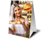 Display De Mesa Triângulo Couchê 250g Sem Laminação E Sem Verniz