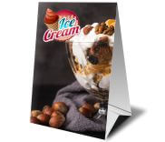 Display De Mesa Triângulo Couchê 300g Sem Laminação E Sem Verniz