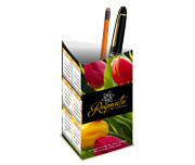 Calendário De Mesa Porta Canetas Vertical Couchê 250g Verniz UV Total Frente