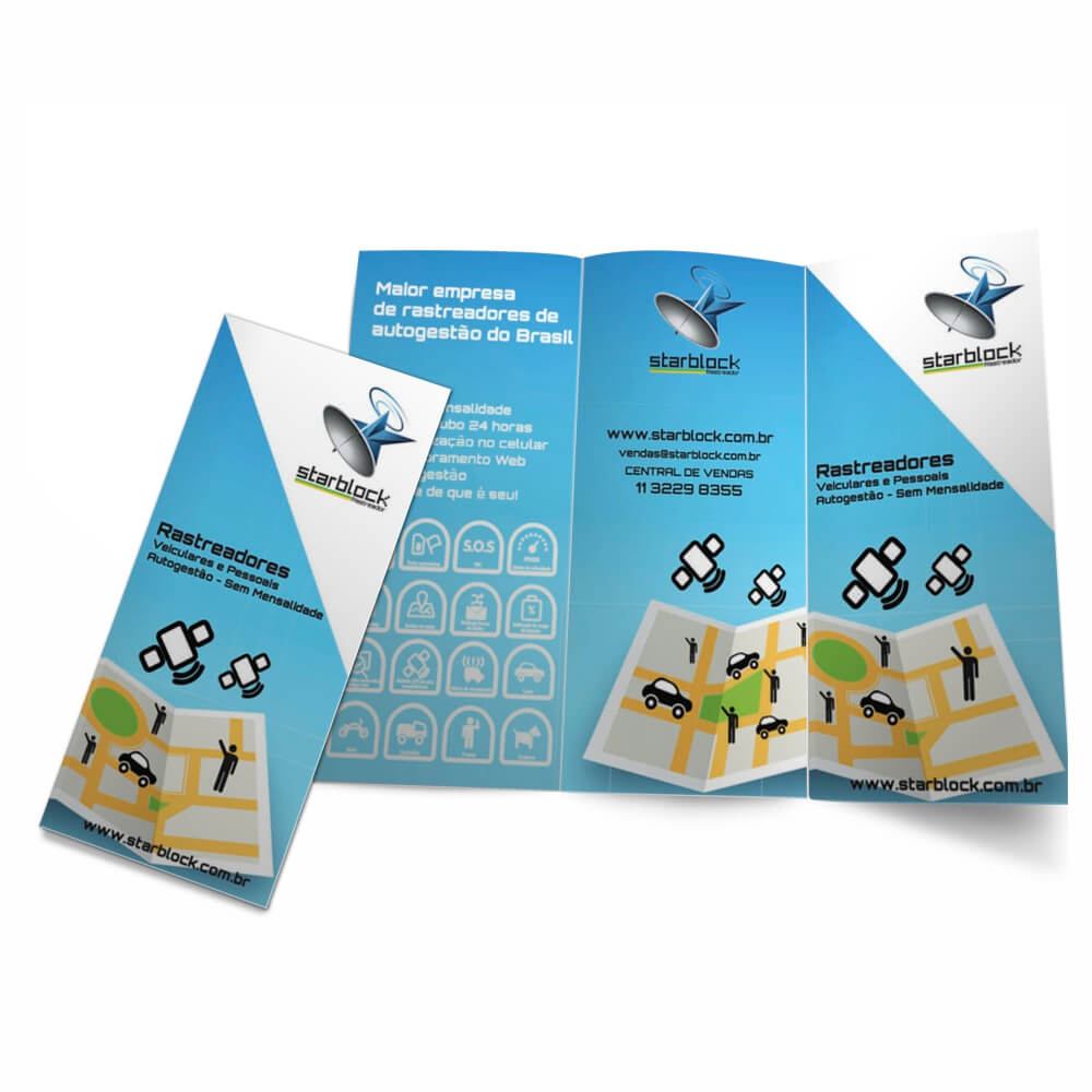 Folders E Mala Direta Couchê 150g Sem Verniz 2 dobras