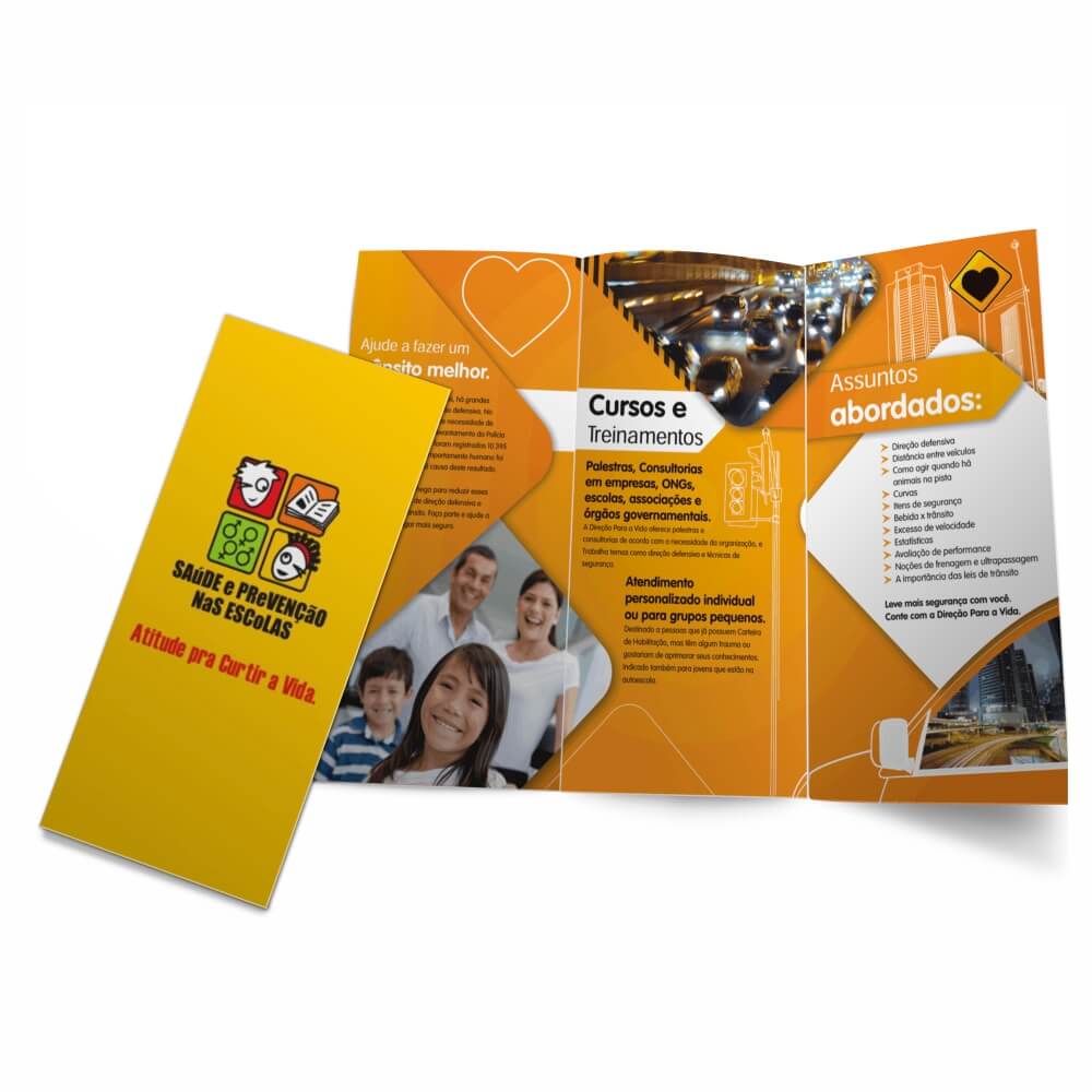 Folders E Mala Direta Couchê 90g Sem Verniz 2 dobras