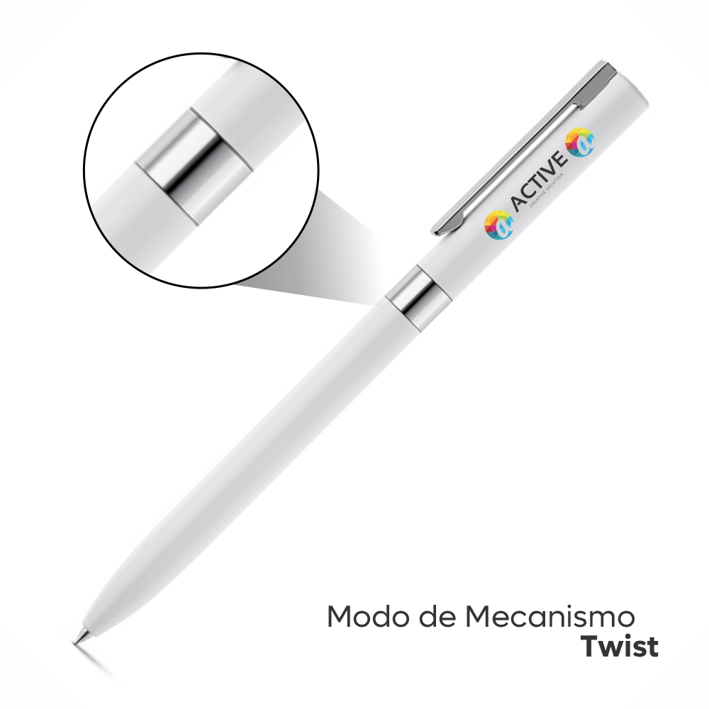 Canetas Impressão Colorida Linha Premium Clare Branca