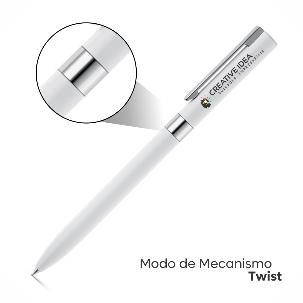 Canetas Impressão Colorida Linha Premium Clare Branca