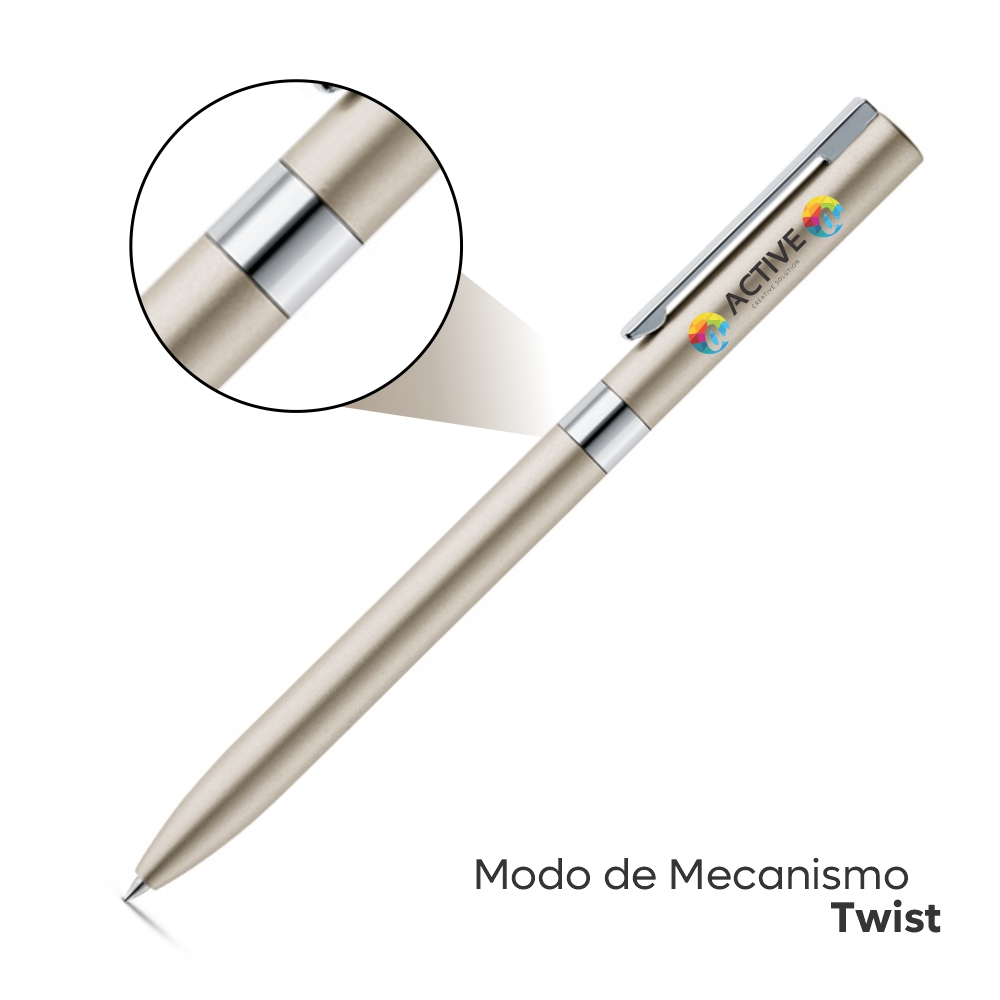 Canetas Impressão Colorida Linha Premium Clare Champanhe