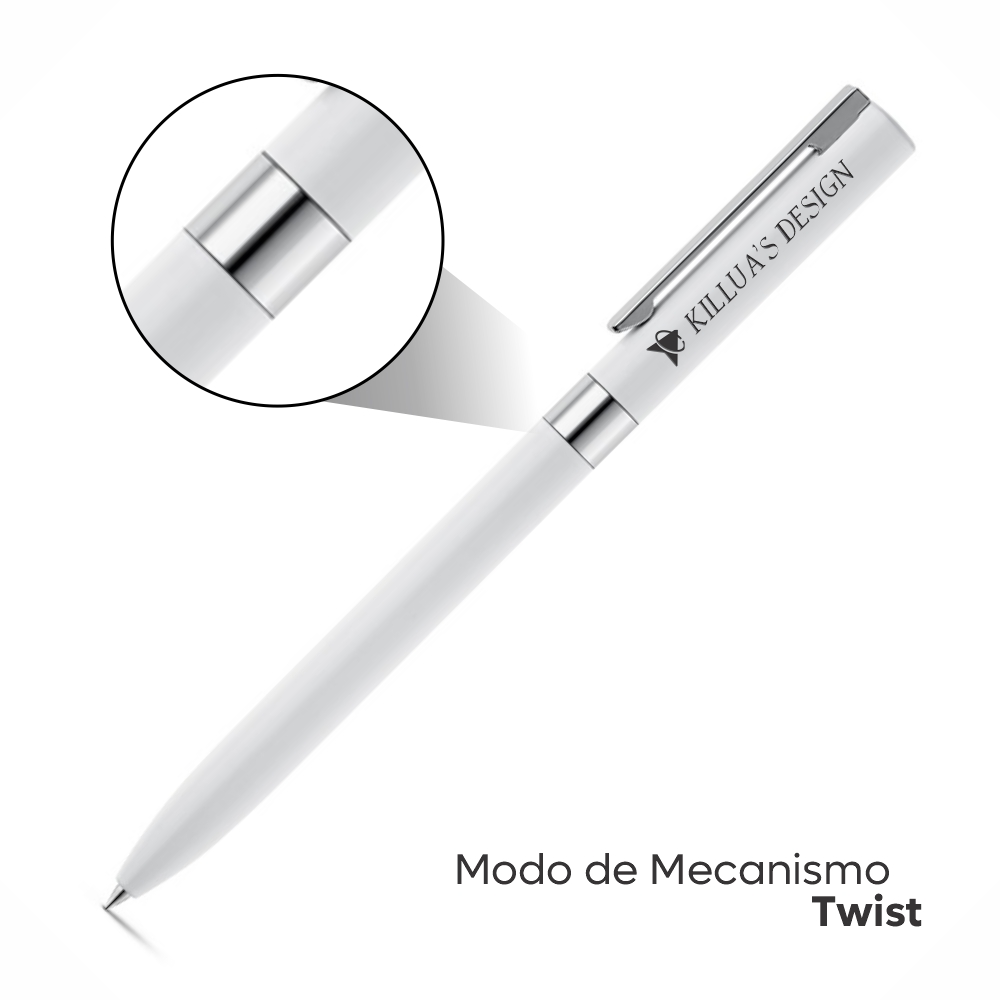 Canetas Impressão Colorida Linha Premium Clare Branca