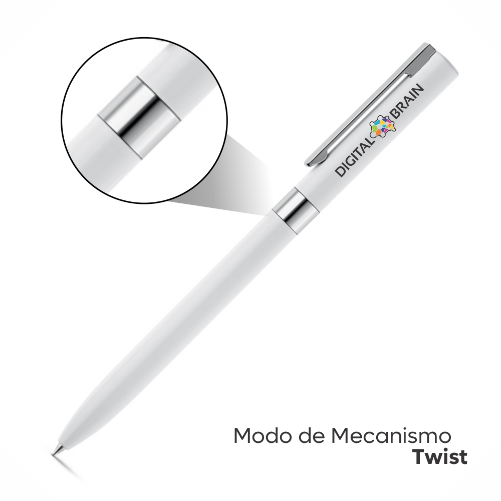 Canetas Impressão Colorida Linha Premium Clare Branca