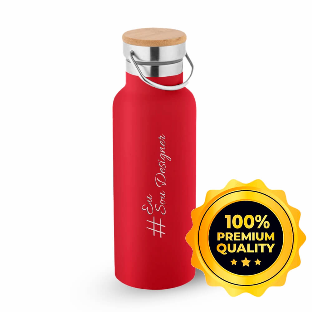 Squeeze De Aço Inox Térmica Modelo Ragnar Com Parede Dupla Gravação Frontal (Vermelha)