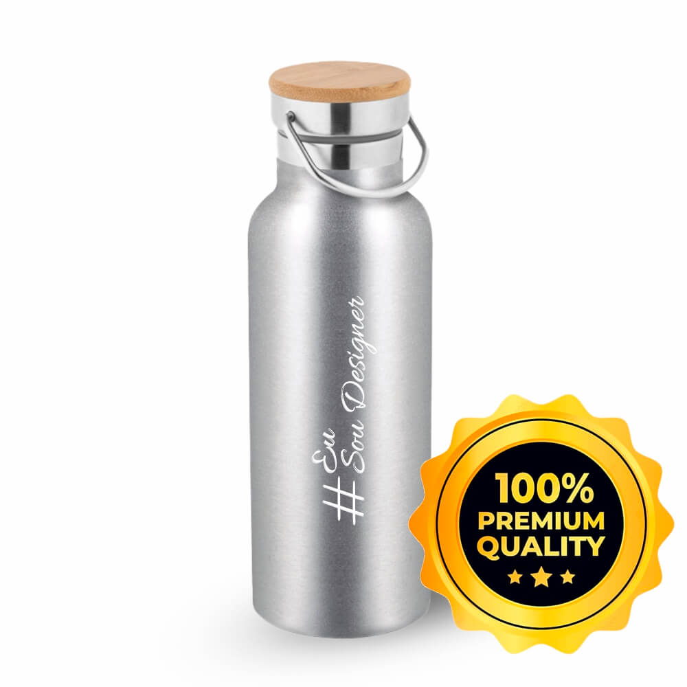 Squeeze De Aço Inox Térmica Modelo Ragnar Com Parede Dupla Gravação Frontal (Cromada Satinada)