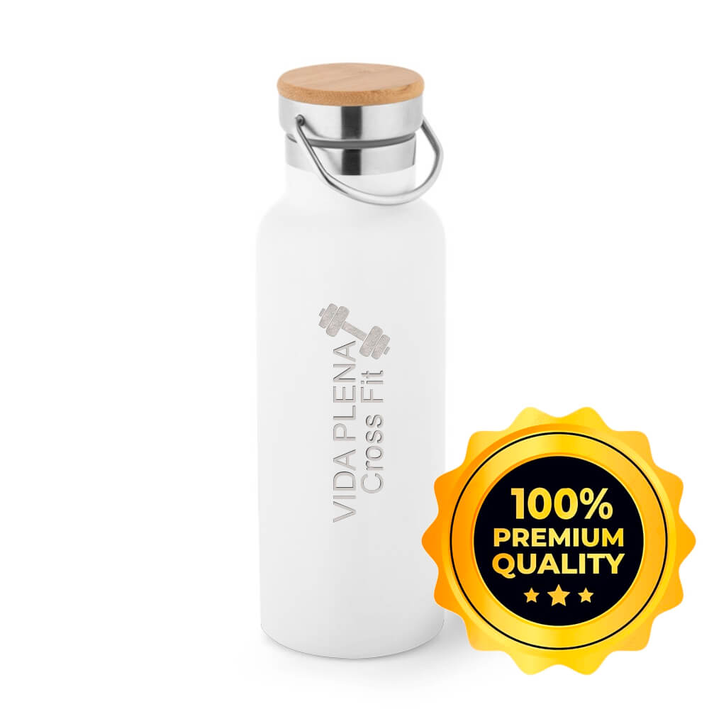 Squeeze De Aço Inox Térmica Modelo Ragnar Com Parede Dupla Gravação Frontal (Branca)