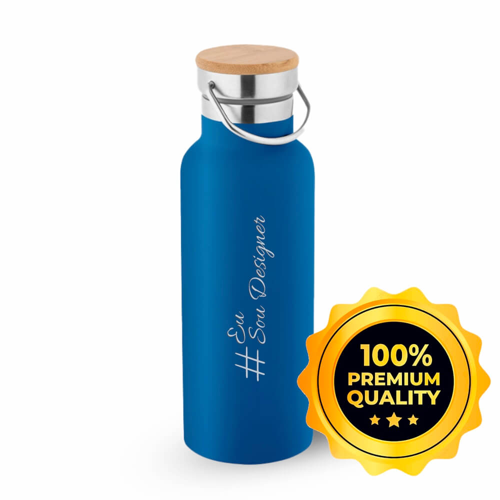 Squeeze De Aço Inox Térmica Modelo Ragnar Com Parede Dupla Gravação Frontal (Azul)