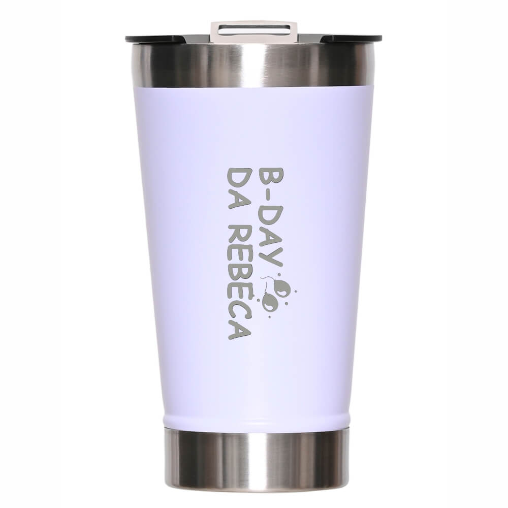 Copos Térmicos Modelo Com Abridor, Parede Dupla e Aço Gravação Frontal 470ml Branco