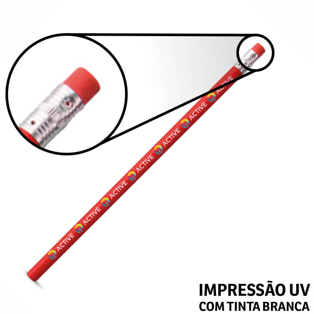 Lápis De Escrever Vermelho Resinado Com Borracha