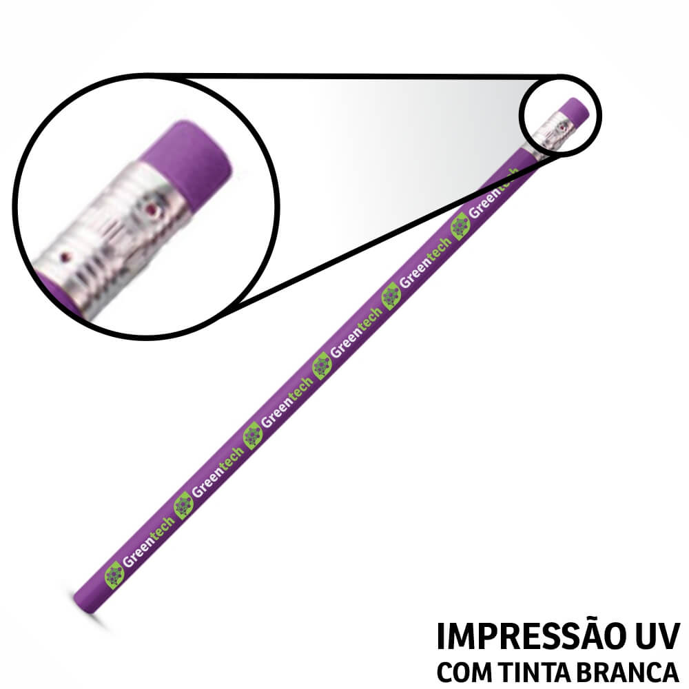 Lápis De Escrever Roxo Resinado Com Borracha