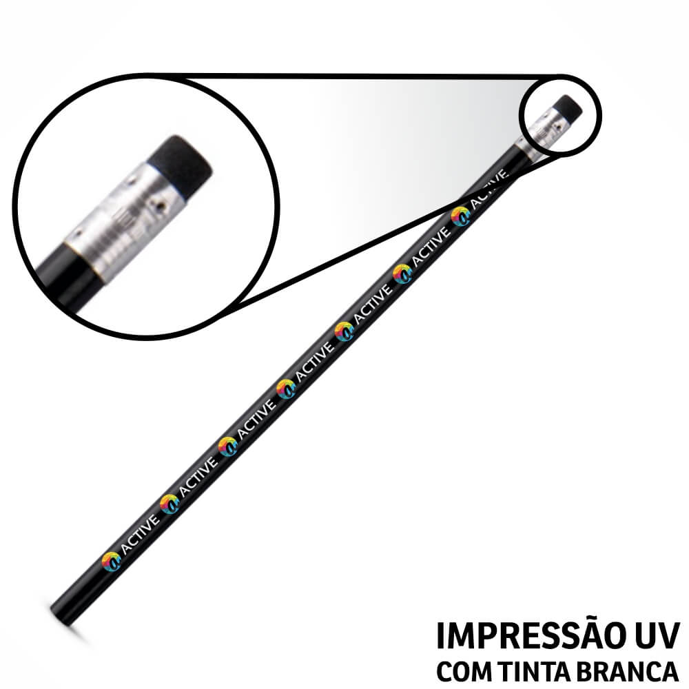 Lápis De Escrever Preto Resinado Com Borracha