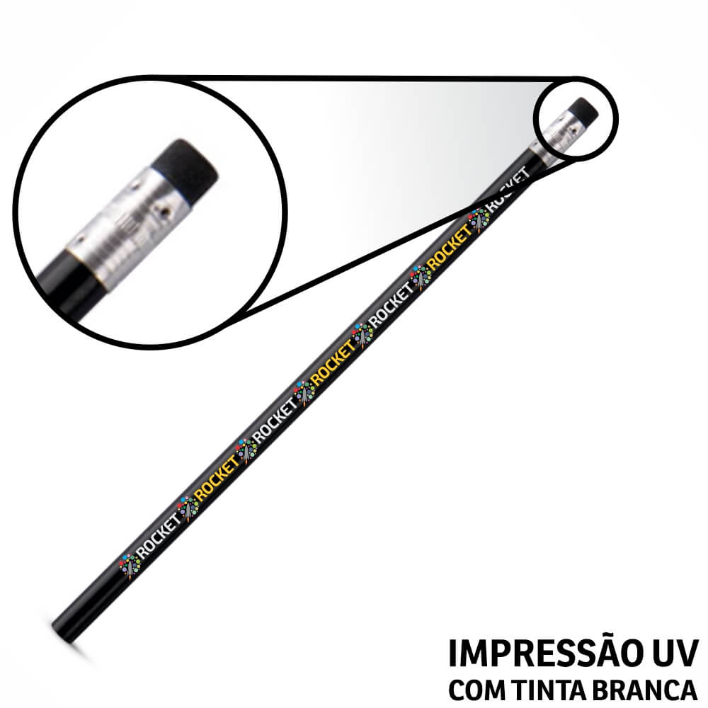 Lápis De Escrever Preto Resinado Com Borracha