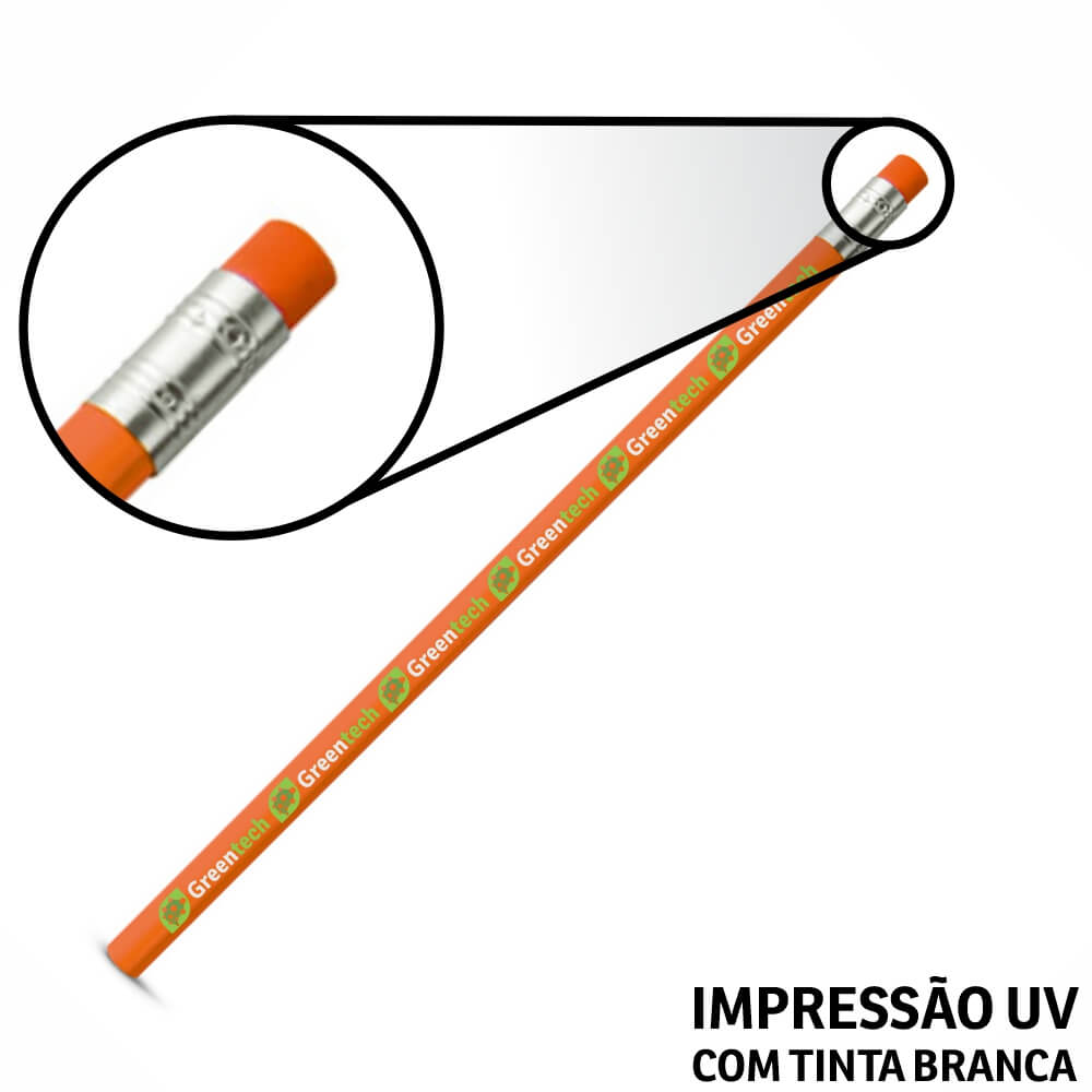 Lápis De Escrever Laranja Resinado Com Borracha