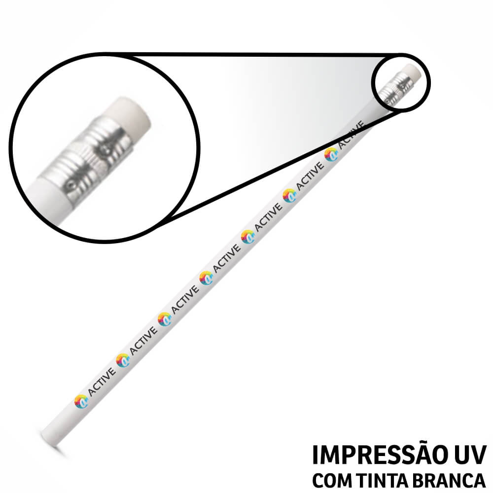 Lápis De Escrever Branco Resinado Com Borracha