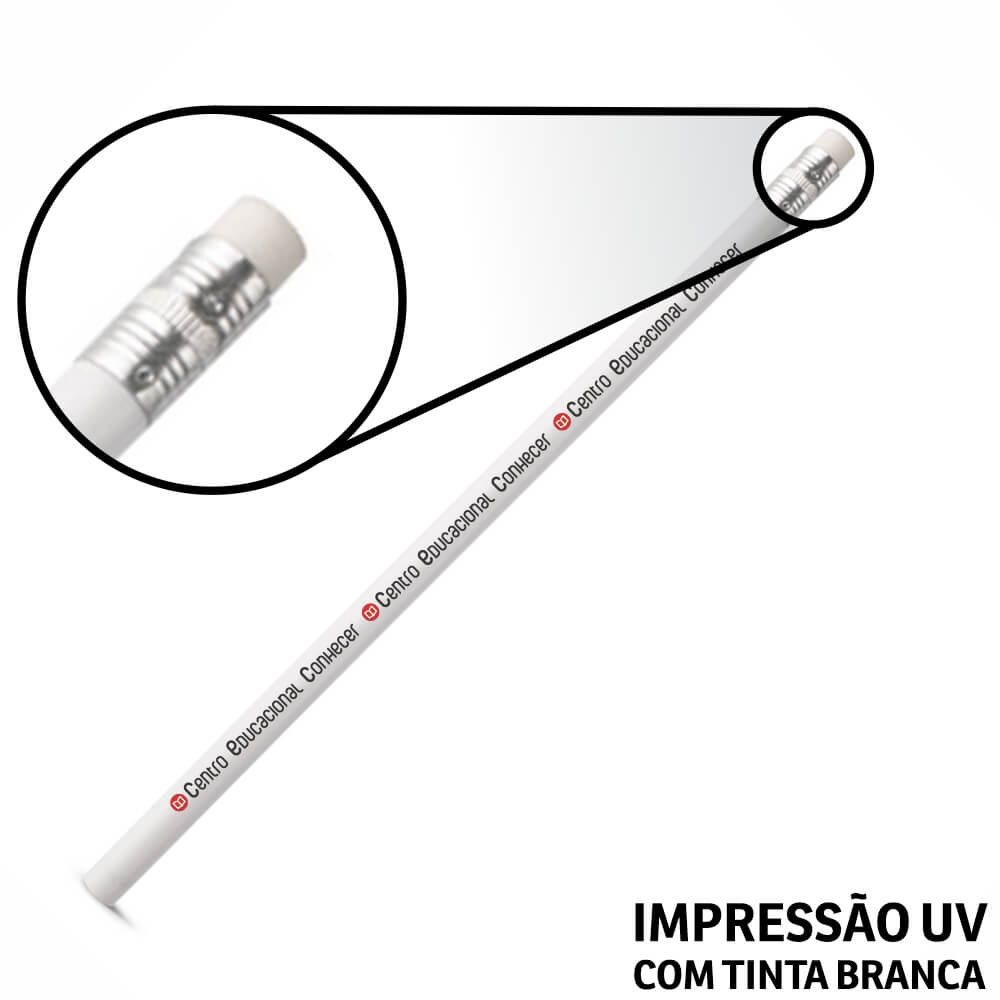 Lápis De Escrever Branco Resinado Com Borracha
