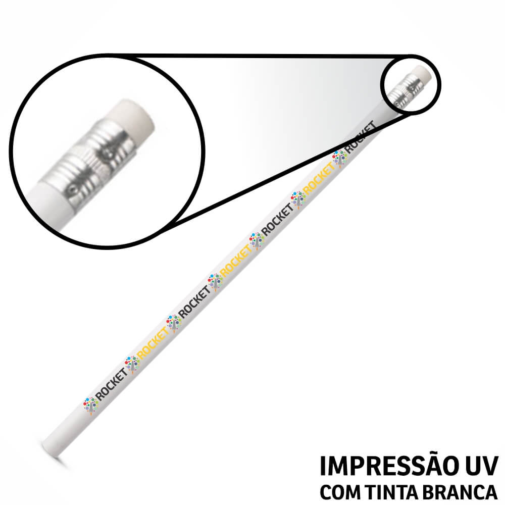 Lápis De Escrever Branco Resinado Com Borracha