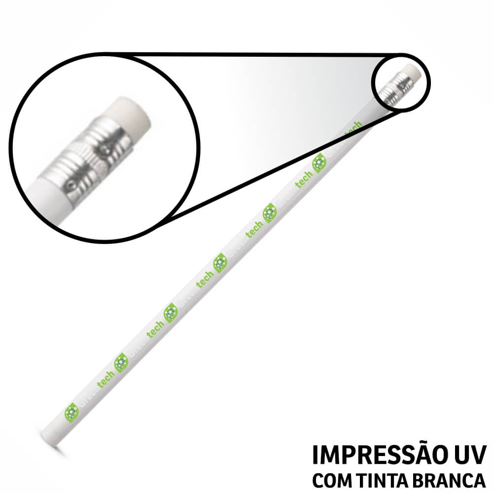 Lápis De Escrever Branco Resinado Com Borracha