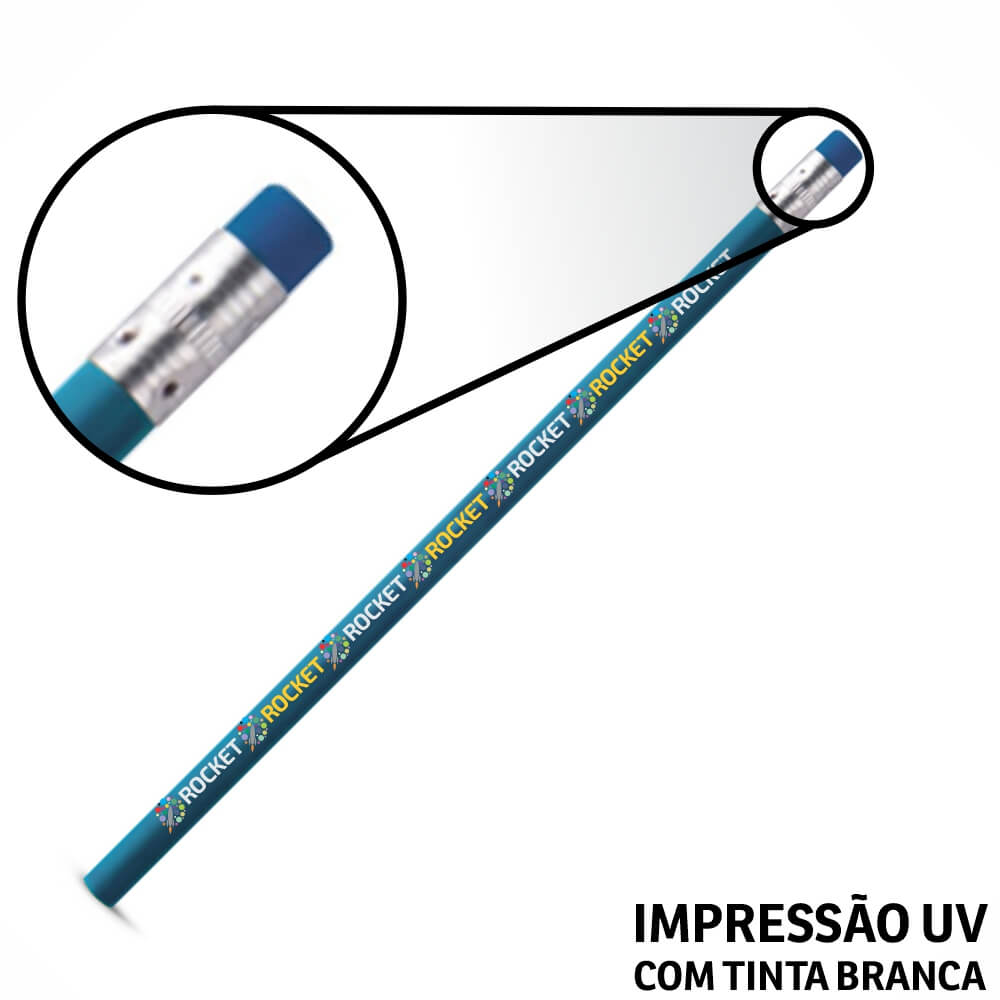 Lápis De Escrever Azul Claro Resinado Com Borracha