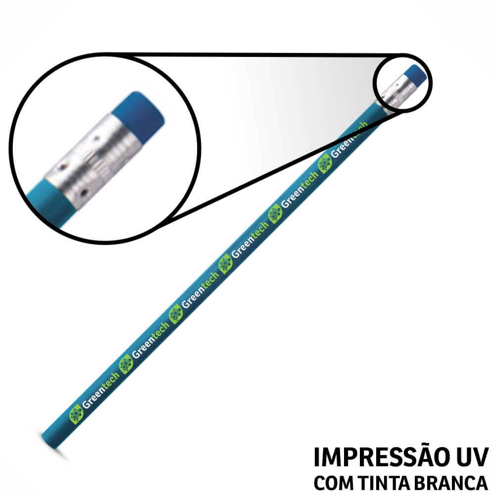 Lápis De Escrever Azul Claro Resinado Com Borracha