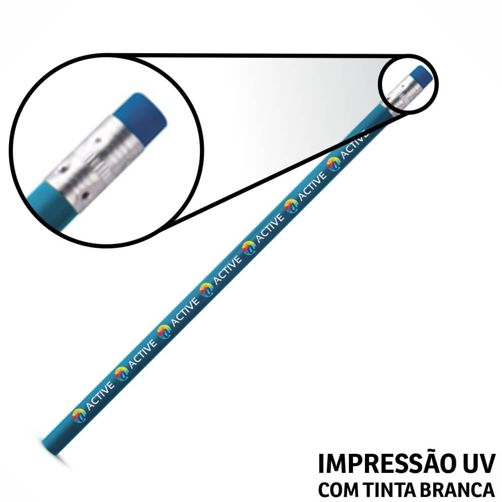 Lápis De Escrever Azul Claro Resinado Com Borracha