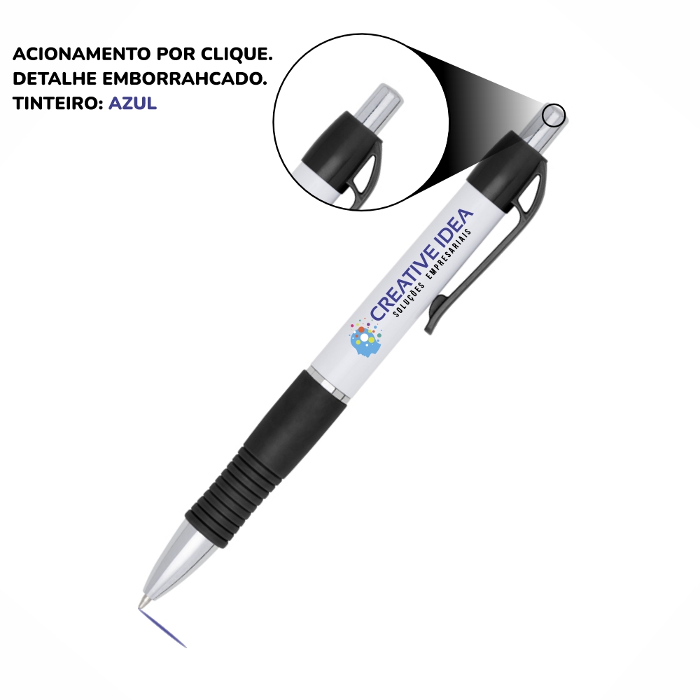 Canetas Impressão Colorida Plásticas Stilo Preta